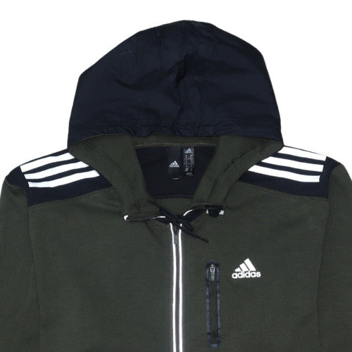 Adidas Men’s Green Full Zip Hoodie XL Sports Fleece Sweatshirt