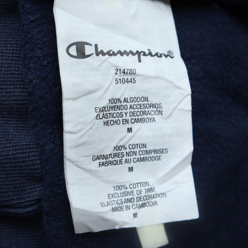 Champion Men's Blue Pullover Hoodie Medium Logo Cotton Fleece