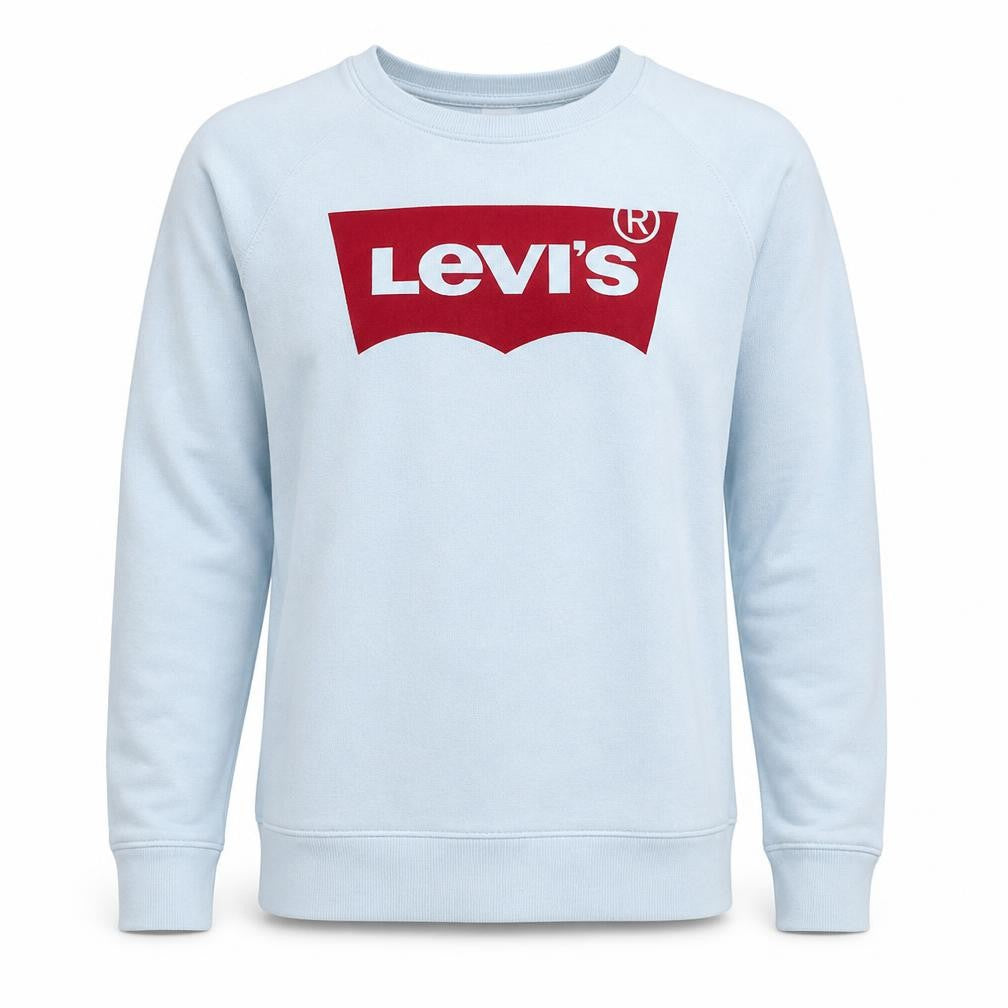 Front view of Levi's Men's White Logo Pullover Sweatshirt, size S, Regular Fit