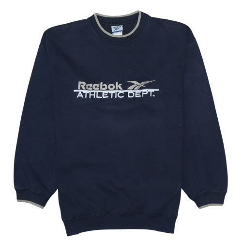Reebok Men's Blue Pullover Sweatshirt L Crew Neck Athletic Dept Logo