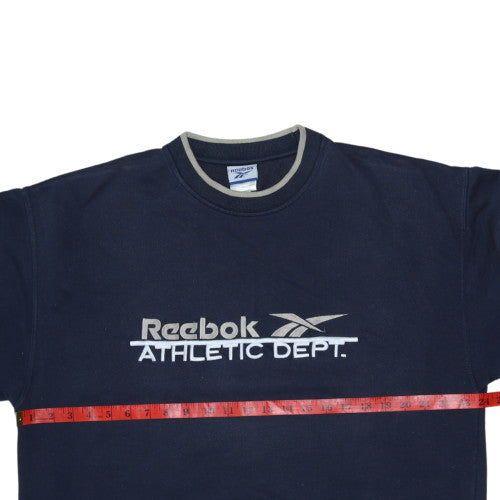 Reebok Men's Blue Pullover Sweatshirt L Crew Neck Athletic Dept Logo