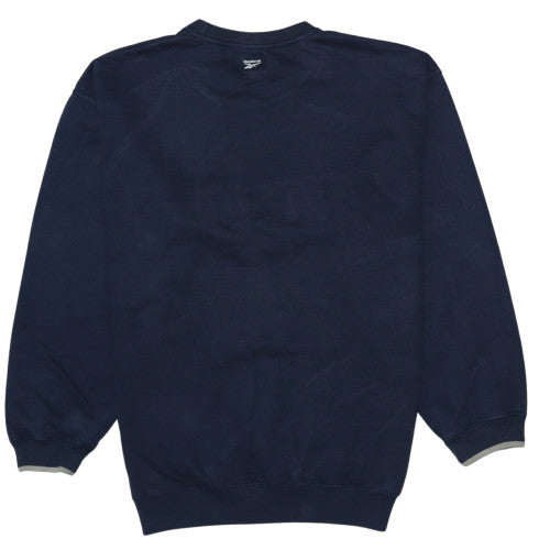 Reebok Men's Blue Pullover Sweatshirt L Crew Neck Athletic Dept Logo