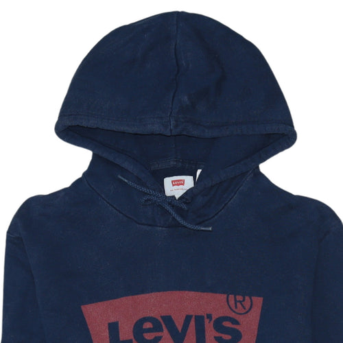 Levi's Men's Blue Pullover Hoodie M Logo Fleece Sweatshirt