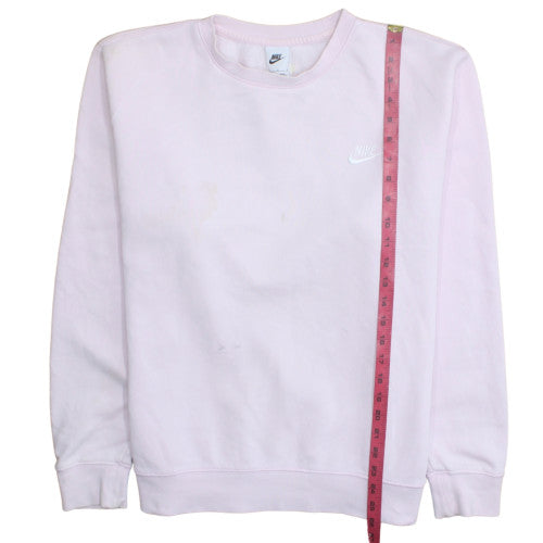 Nike Womens Pink Crew Neck Sweatshirt L Logo Cotton Blend Pullover