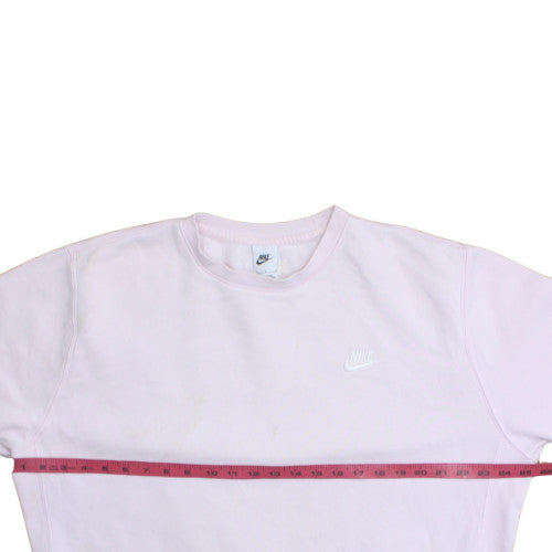 Nike Womens Pink Crew Neck Sweatshirt L Logo Cotton Blend Pullover