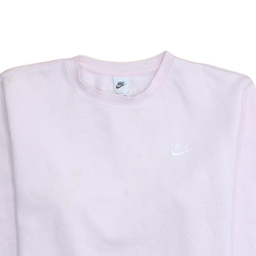 Nike Womens Pink Crew Neck Sweatshirt L Logo Cotton Blend Pullover