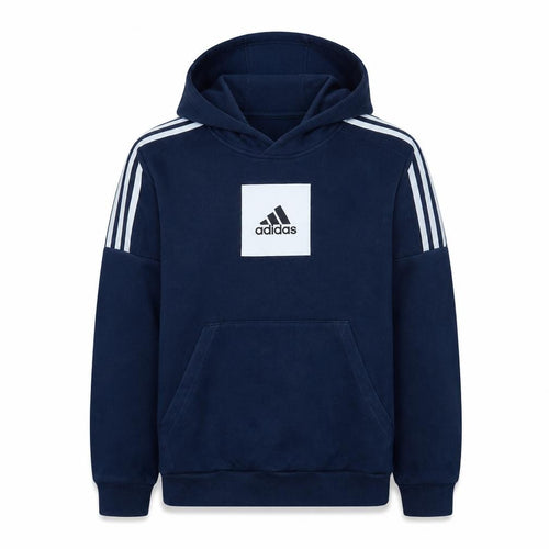 Adidas Boys Blue Pullover Hoodie Sweatshirt Size 13-14 Years Cotton Blend