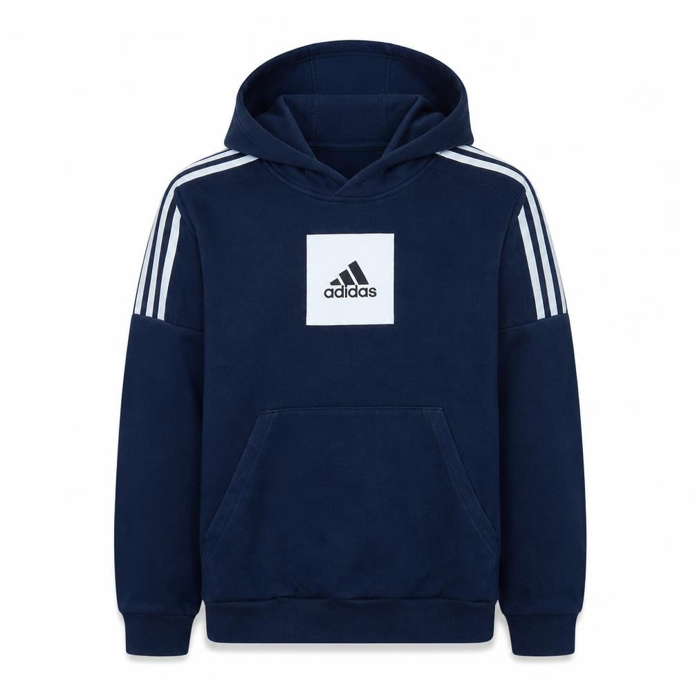 Adidas Boys Blue Pullover Hoodie Sweatshirt Size 13-14 Years Cotton Blend