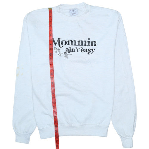 Champion Eco Women White Pullover Sweatshirt L 'Mommin Ain't Easy'