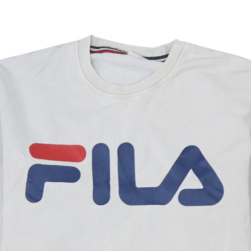 FILA Men's White Pullover Sweatshirt Large Crew Neck Logo Sportswear