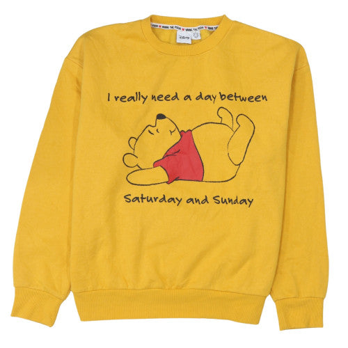Disney Winnie the Pooh Yellow Crew Neck Women's Sweatshirt Size M