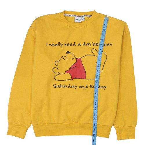 Disney Winnie the Pooh Yellow Crew Neck Women's Sweatshirt Size M