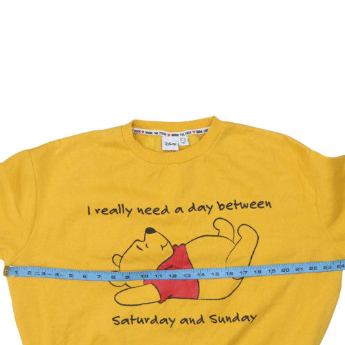 Disney Winnie the Pooh Yellow Crew Neck Women's Sweatshirt Size M