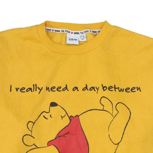Disney Winnie the Pooh Yellow Crew Neck Women's Sweatshirt Size M