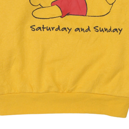 Disney Winnie the Pooh Yellow Crew Neck Women's Sweatshirt Size M