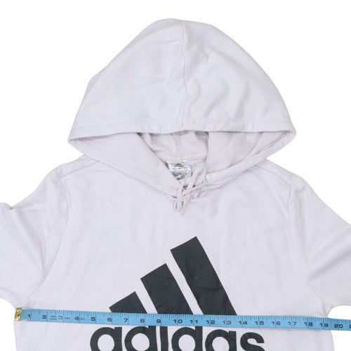 Adidas Women White Pullover Hoodie L Logo Hooded Sweatshirt