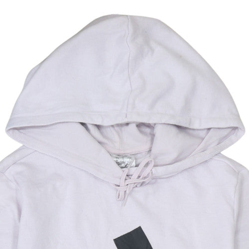 Adidas Women White Pullover Hoodie L Logo Hooded Sweatshirt