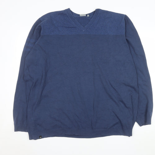 Adidas Men’s Blue 2XL V-Neck Cotton Pullover Jumper
