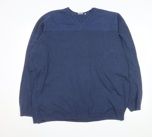 Adidas Men’s Blue 2XL V-Neck Cotton Pullover Jumper