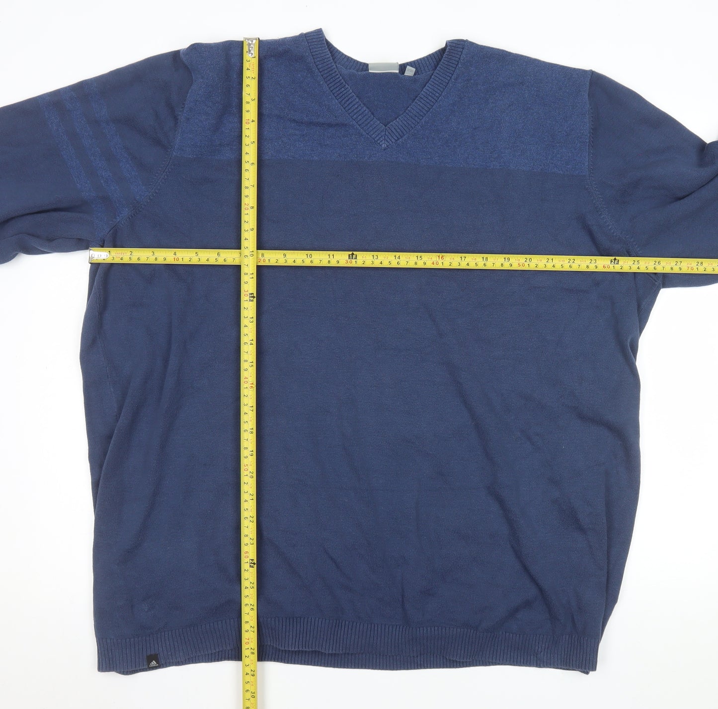Adidas Men’s Blue 2XL V-Neck Cotton Pullover Jumper