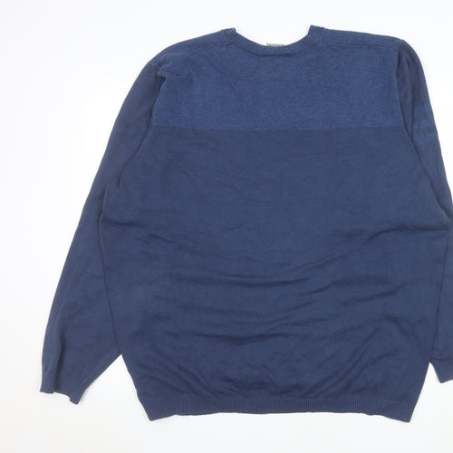 Adidas Men’s Blue 2XL V-Neck Cotton Pullover Jumper