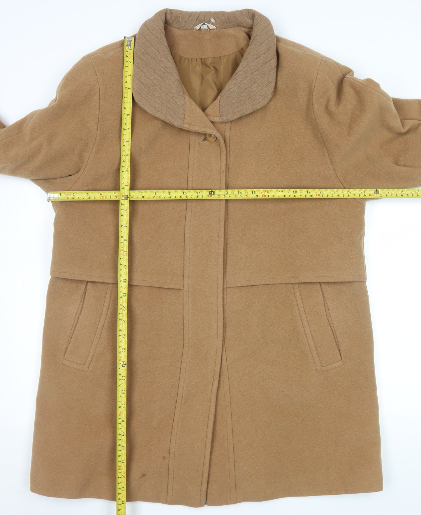 Klass Collection Women's Beige Wool Blend Overcoat Size 16