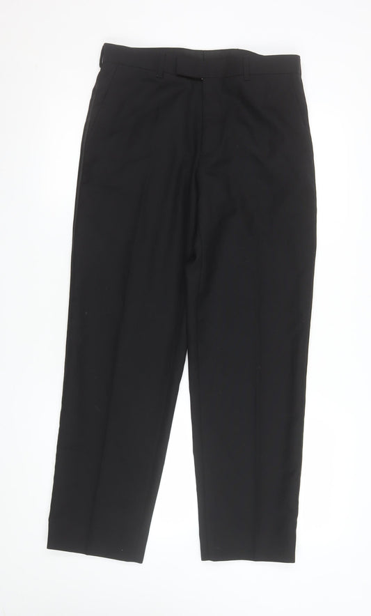Marks and Spencer Men’s Black Wool Blend Dress Trousers 30W 29L