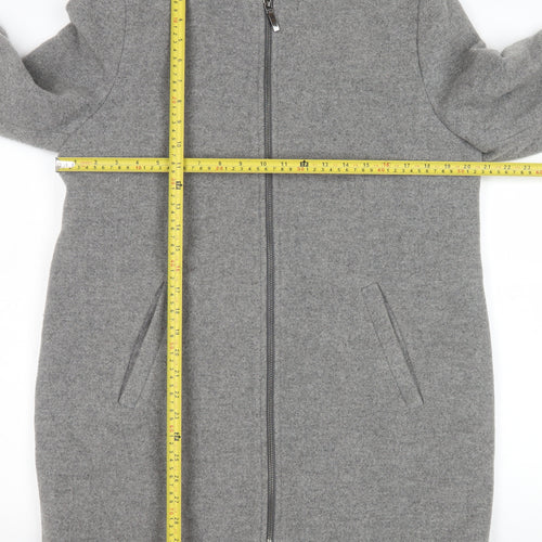 Next Women Grey Wool Blend Zip Front Mid-Length Coat Size 14