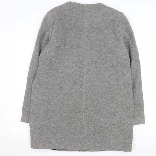 Next Women Grey Wool Blend Zip Front Mid-Length Coat Size 14
