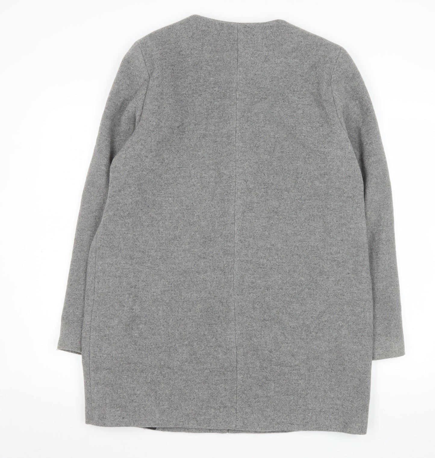 Next Women Grey Wool Blend Zip Front Mid-Length Coat Size 14