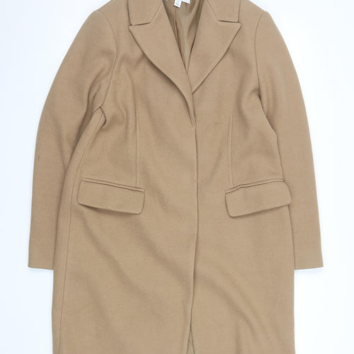 Marks and Spencer Women's Beige Wool Blend Long Overcoat Size 12
