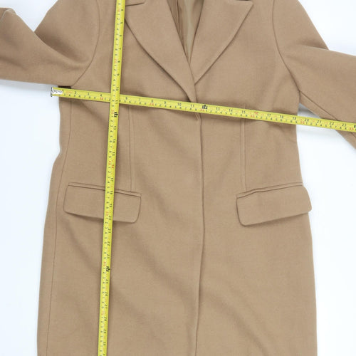 Marks and Spencer Women's Beige Wool Blend Long Overcoat Size 12