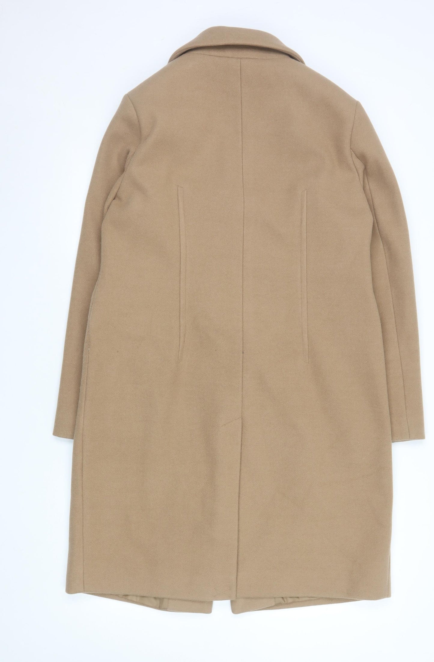 Marks and Spencer Women's Beige Wool Blend Long Overcoat Size 12