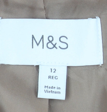 Marks and Spencer Women's Beige Wool Blend Long Overcoat Size 12