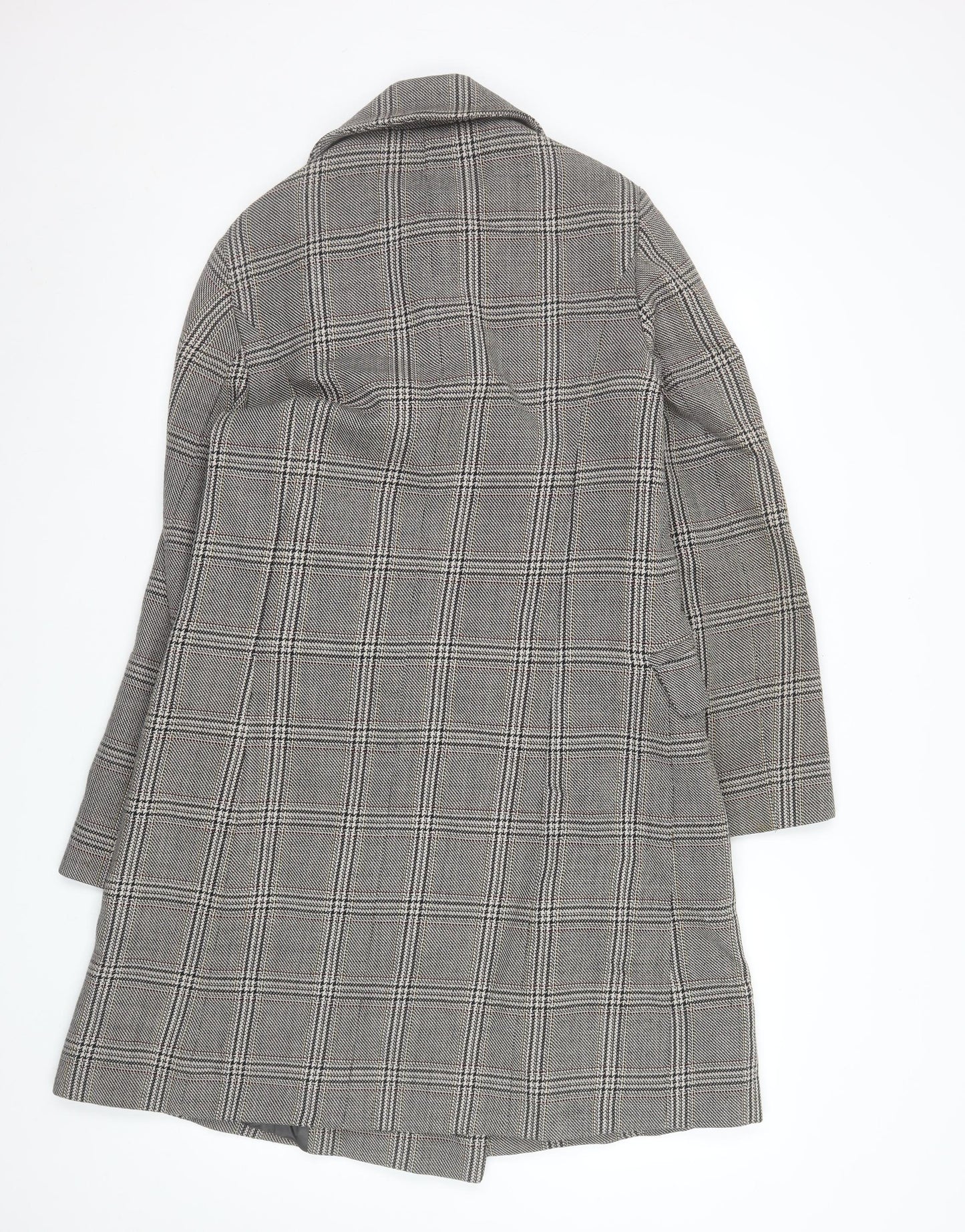 Farhi by Nicole Farhi Women's Grey Wool Checked Long Trench Coat Size 12