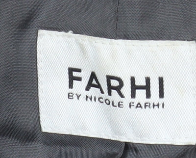 Farhi by Nicole Farhi Women's Grey Wool Checked Long Trench Coat Size 12