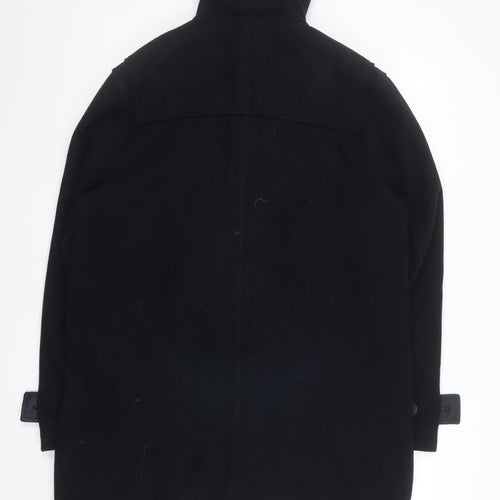 Red Herring Women's Black Wool Blend Duffle Coat L Hooded Toggle