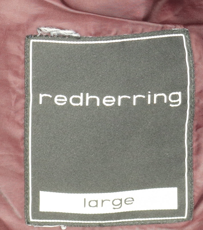 Red Herring Women's Black Wool Blend Duffle Coat L Hooded Toggle