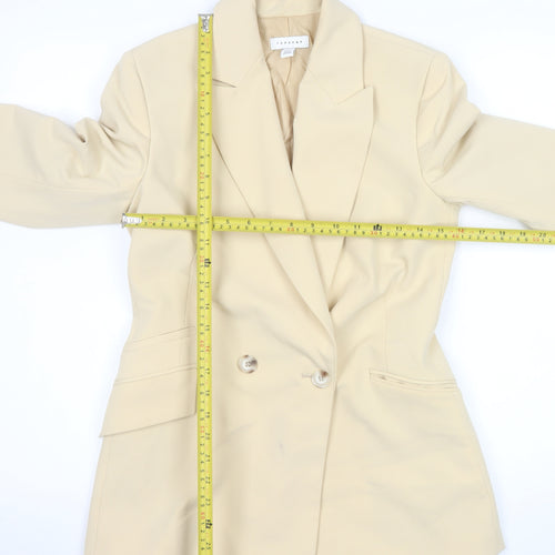 Topshop Women’s Beige Double-Breasted Blazer UK 6 Peak Lapel Tailored Jacket