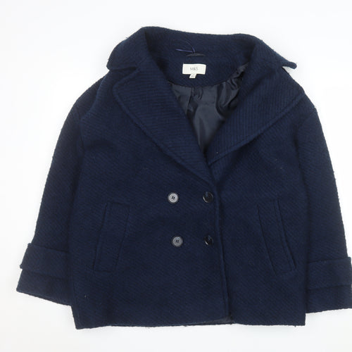 Marks and Spencer Women's Blue Wool Blend Pea Coat Size 14