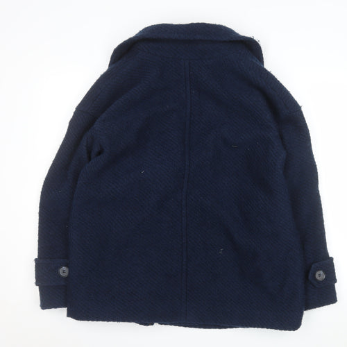 Marks and Spencer Women's Blue Wool Blend Pea Coat Size 14