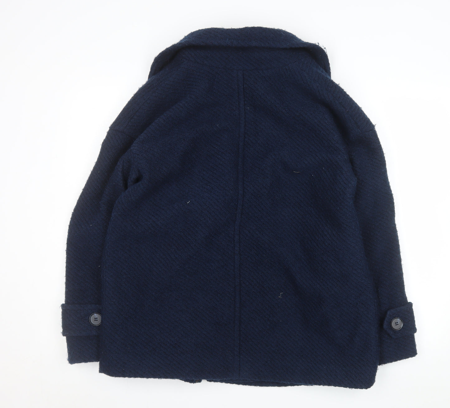 Marks and Spencer Women's Blue Wool Blend Pea Coat Size 14