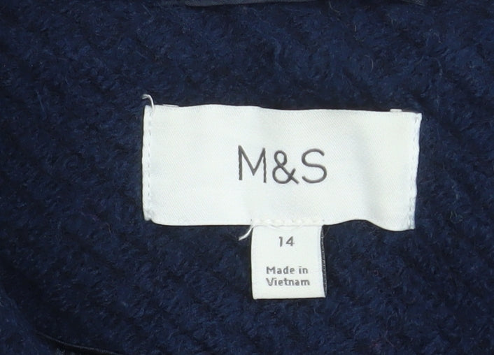 Marks and Spencer Women's Blue Wool Blend Pea Coat Size 14