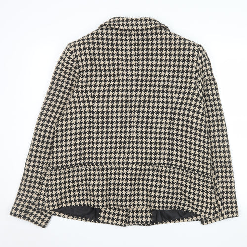 EWM Women’s Beige Black Houndstooth Wool Blend Blazer Size 20
