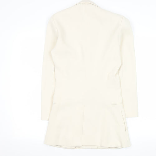 Hi Mavis Women's Ivory Single-Breasted Blazer UK 4 Long Tailored Jacket