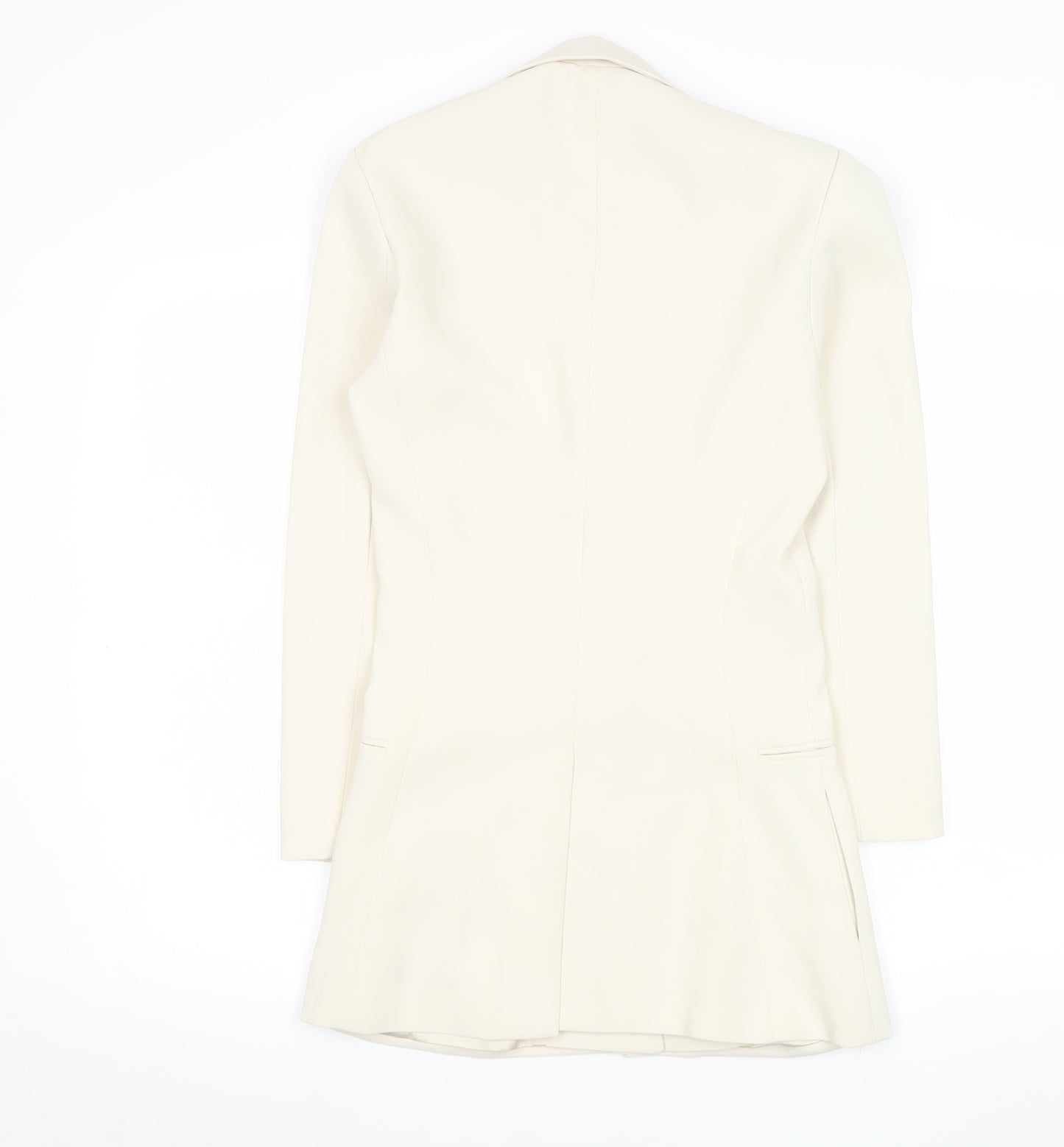 Hi Mavis Women's Ivory Single-Breasted Blazer UK 4 Long Tailored Jacket