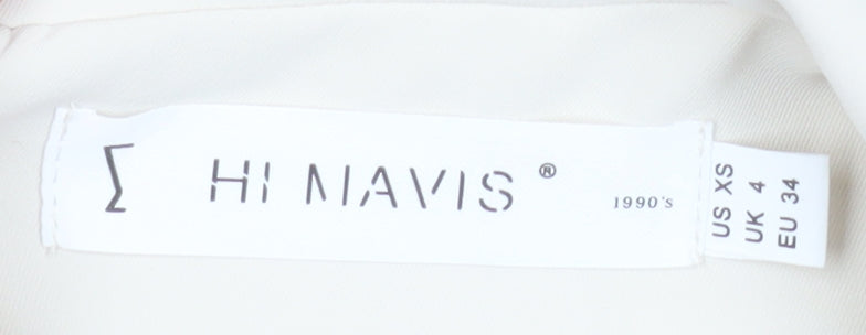 Hi Mavis Women's Ivory Single-Breasted Blazer UK 4 Long Tailored Jacket