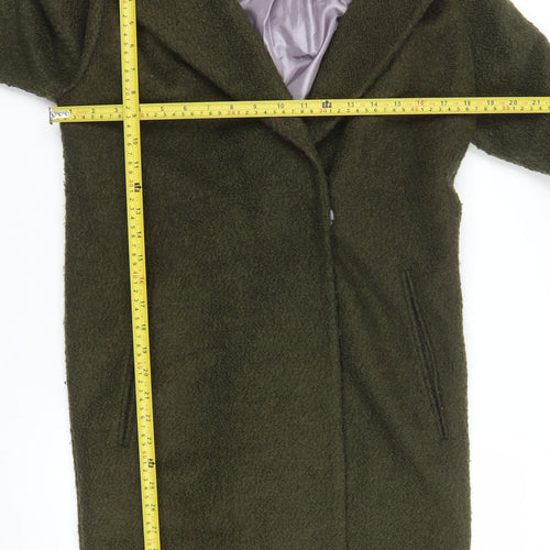 Warehouse Women’s Green Wool Blend Long Overcoat Size 6