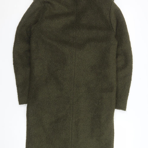 Warehouse Women’s Green Wool Blend Long Overcoat Size 6