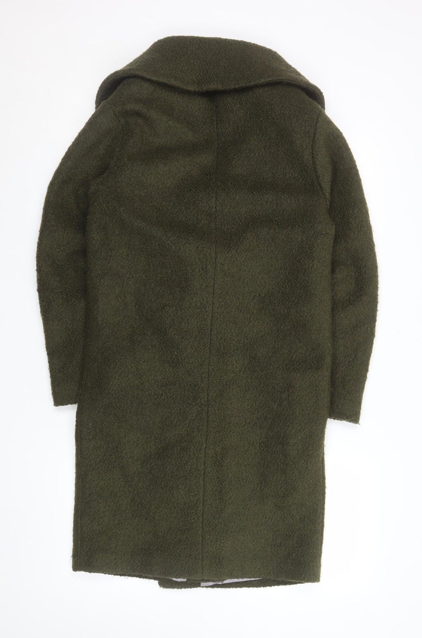 Warehouse Women’s Green Wool Blend Long Overcoat Size 6